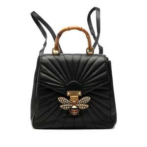 GUCCI Black Leather Bamboo Backpack